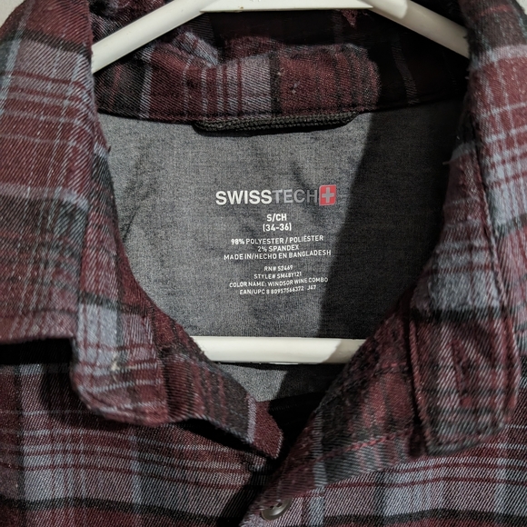 Swiss Tech Button up flannel plaid shirt size S/CH - Picture 3 of 8